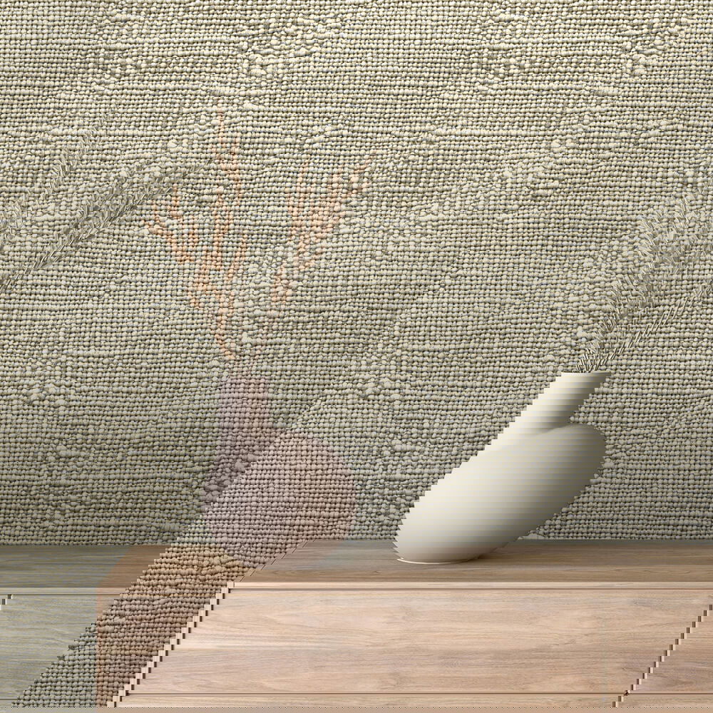 Feine Leinenstruktur mit Perloptik Natürlicher Look in sanftem Beige Selbstklebende & PVC-freie 3D-Tapete – made by PCC FoliaConcept!