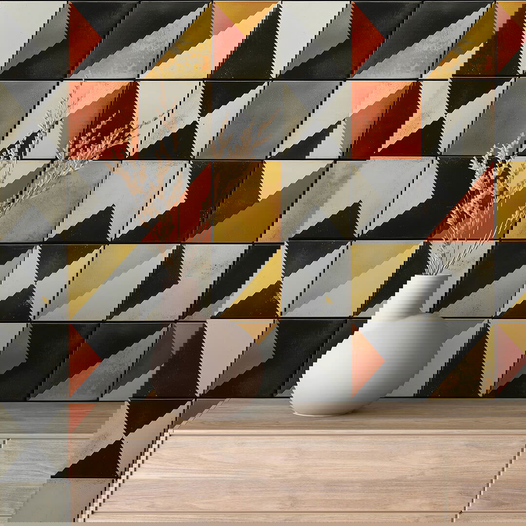 Geometrisches Statement Warme Kontraste Selbstklebend & PVC-frei – by PCC FoliaConcept