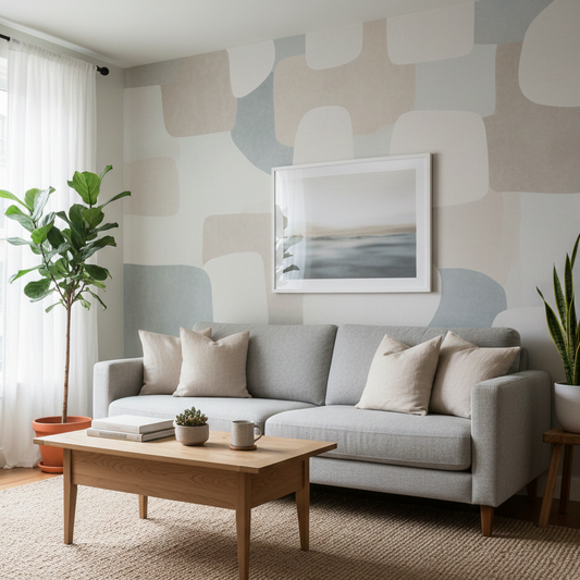 Wohnzimmer Ideen leicht gemacht: Akzentwand mit selbstklebender Tapete