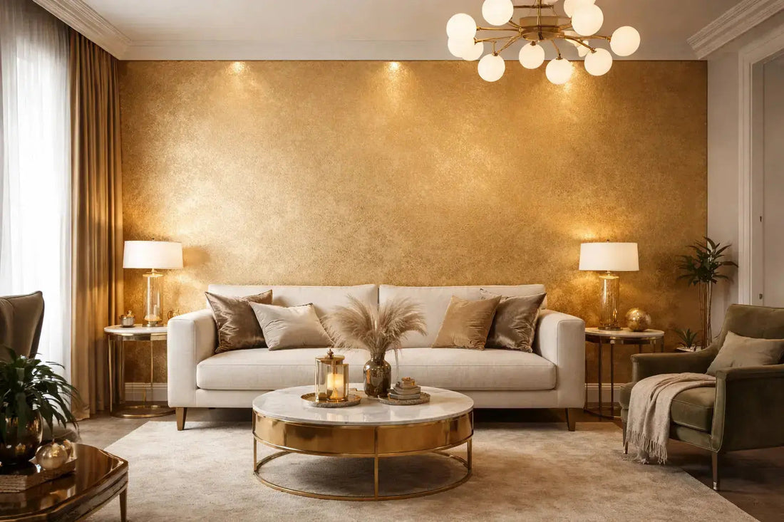 Tapete Gold als Akzentwand – luxuriöse Wandgestaltung für Wohnzimmer & Schlafzimmer