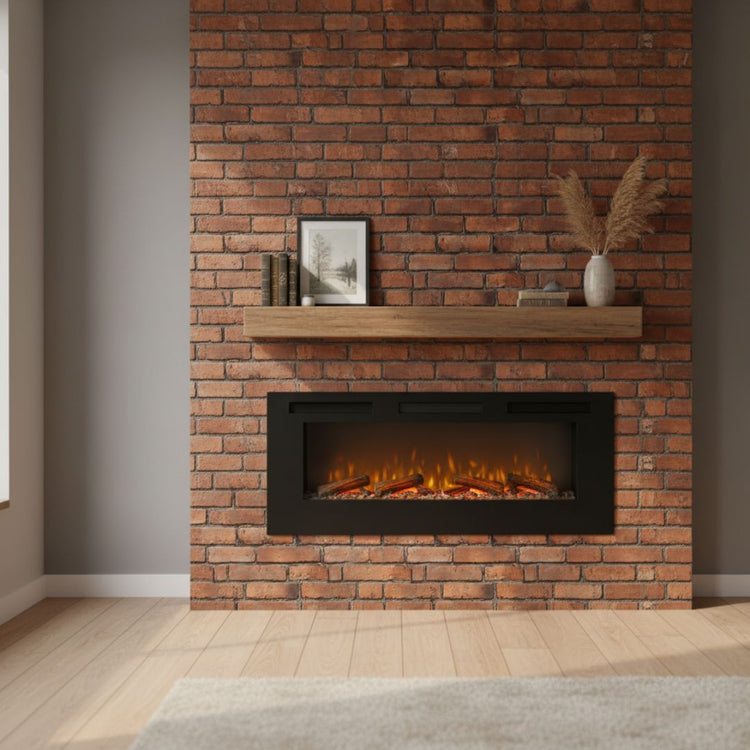 Kaminwand mit Ziegelsteinoptik