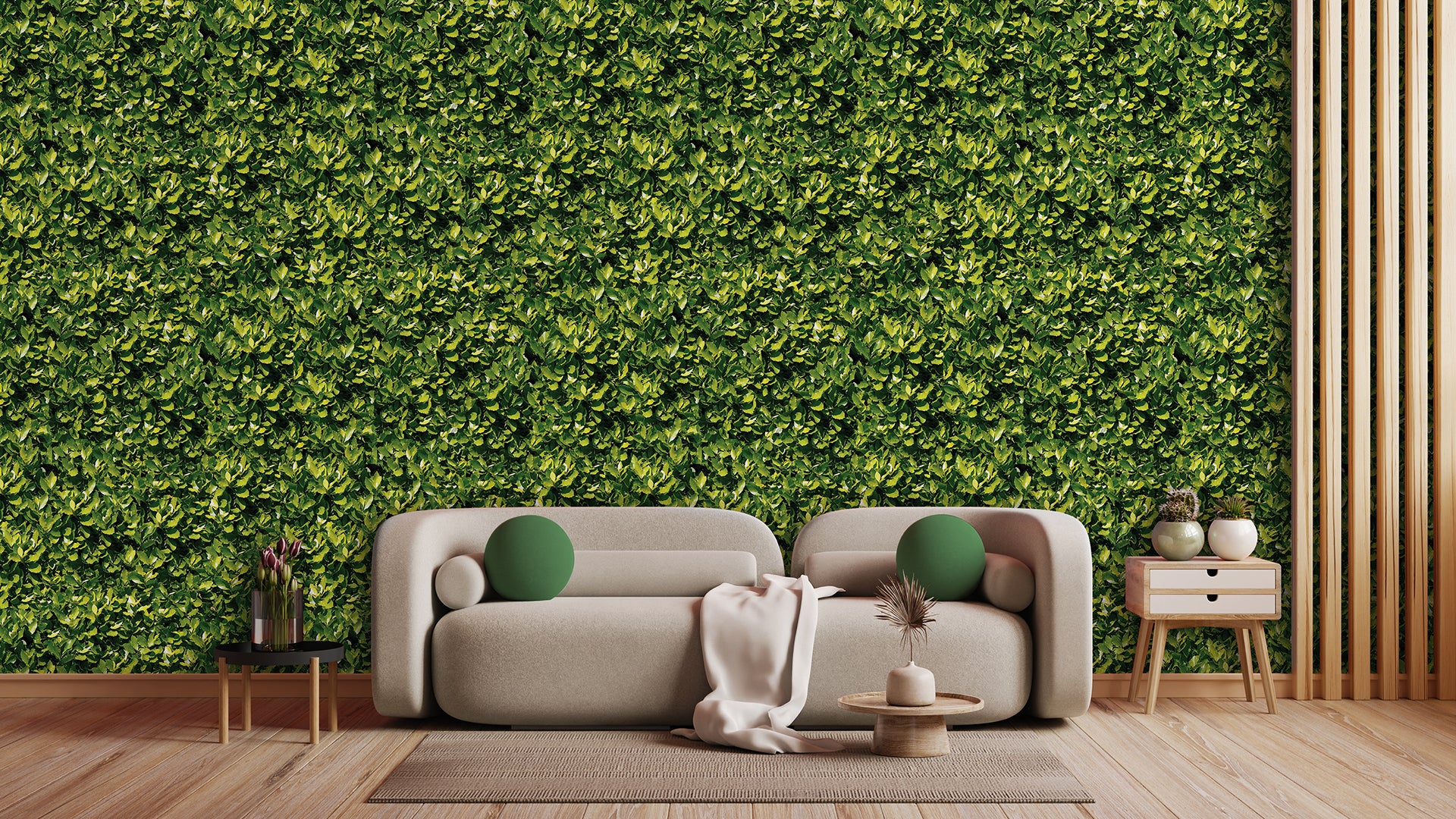 Grüne Blättertapete mit goldigem Touch » Dschungel-Look  Stil & Frische in einem  Nur bei Pimp my Wall
