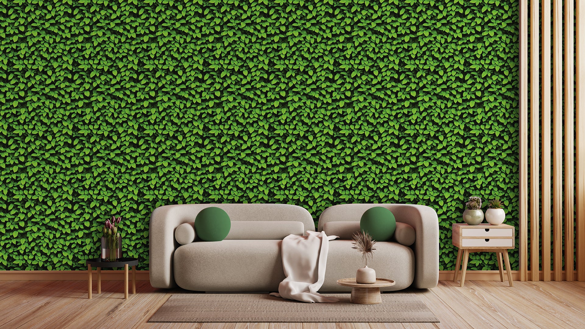 Grüne Blattstruktur im Grid-Look » Struktur trifft Natur  Ordentliche Eleganz  Exklusiv bei Pimp my Wall