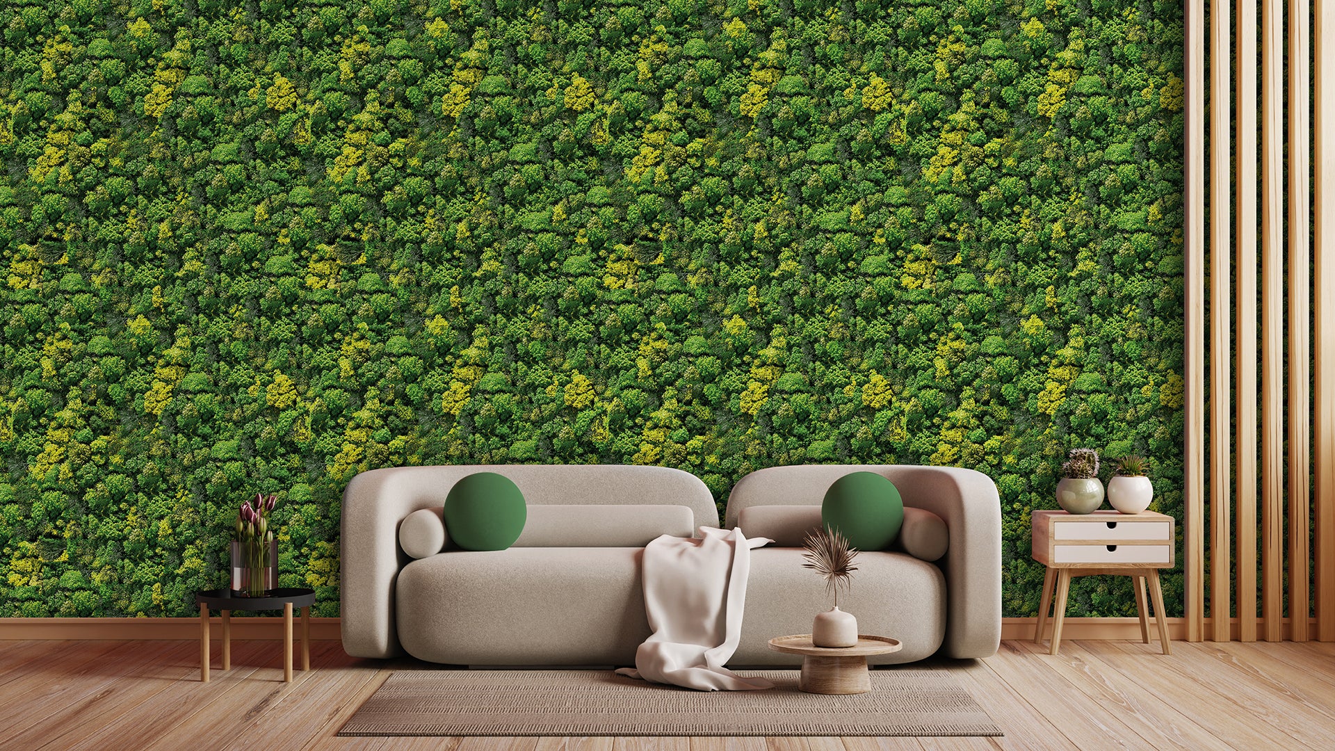 Naturtapete mit gelbgrüner Blattstruktur » Frische Energie  Lebendige Waldoptik  Nur bei Pimp my Wall