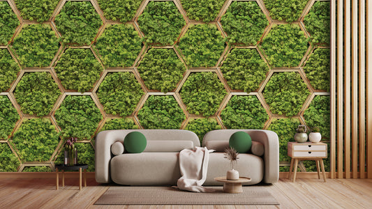 Hexagon Moos Tapete » Struktur trifft Natur  Stylisch & frisch  Nur bei Pimp my Wall