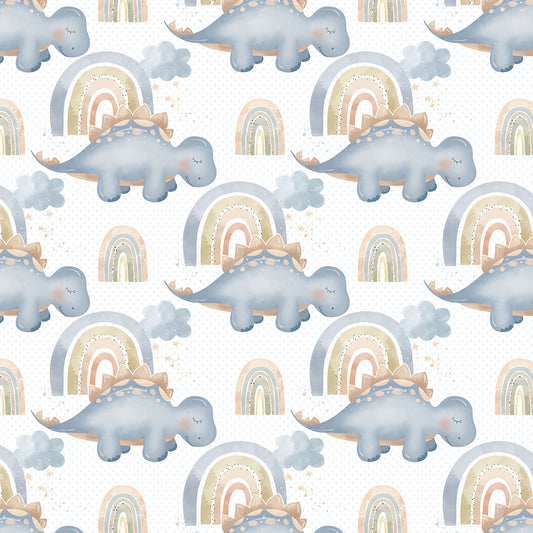 ✅ Dino Motiv ✅ Sanfte Farben ✅ Regenbogen Design 🦕 Selbstklebende Tapete — by Pimp My Wall