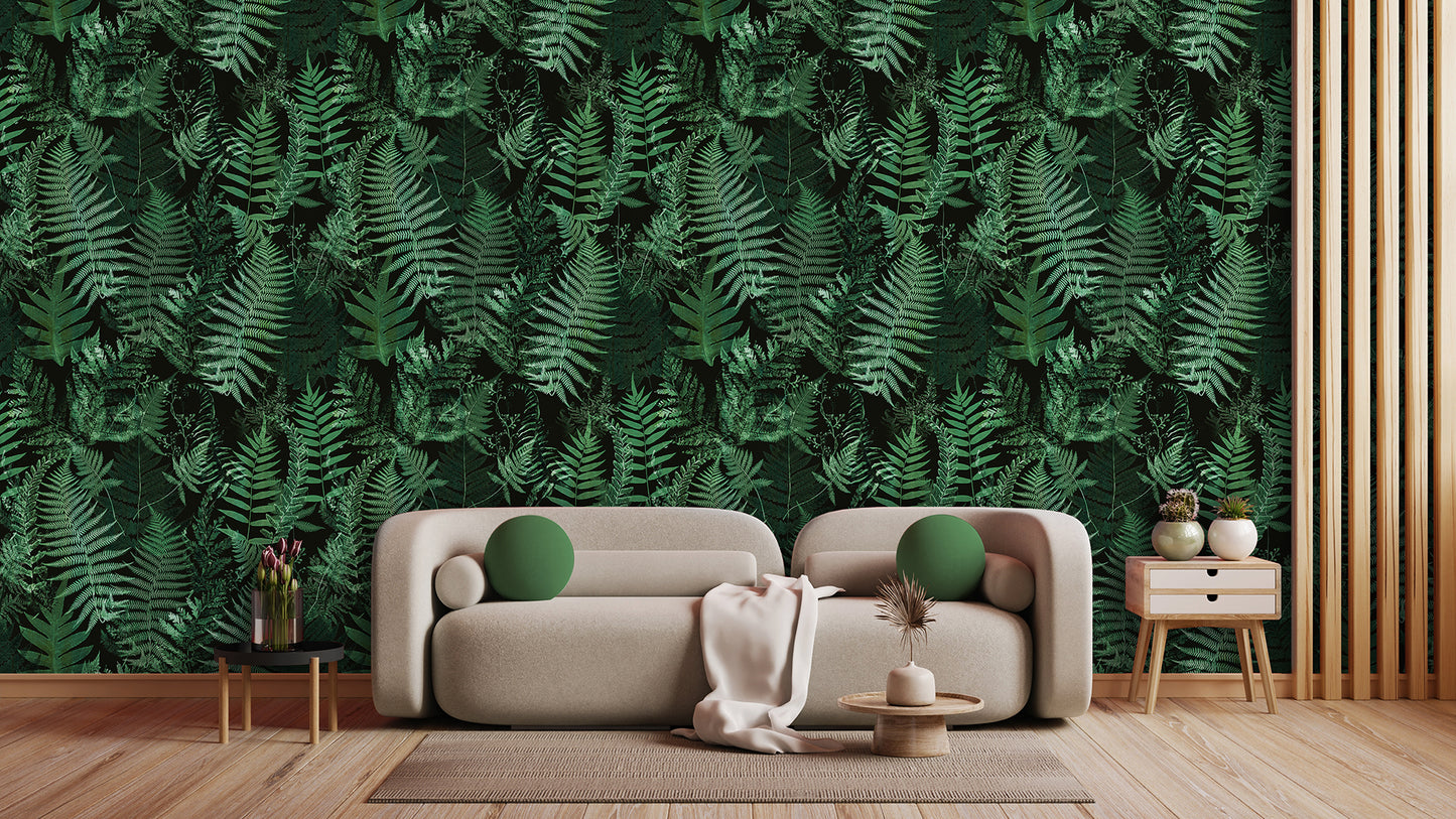 Farn Tapete dunkelgrün » Dschungel-Vibe trifft Design  Stilvoll & mystisch  Nur bei Pimp my Wall