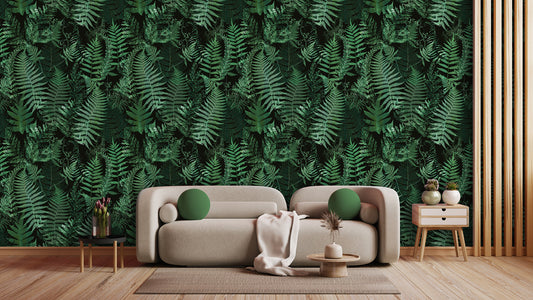 Farn Tapete dunkelgrün » Dschungel-Vibe trifft Design  Stilvoll & mystisch  Nur bei Pimp my Wall