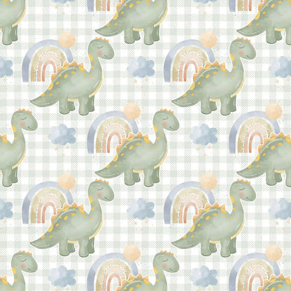Tapete Kinderzimmer Dino Regenbogen Grün