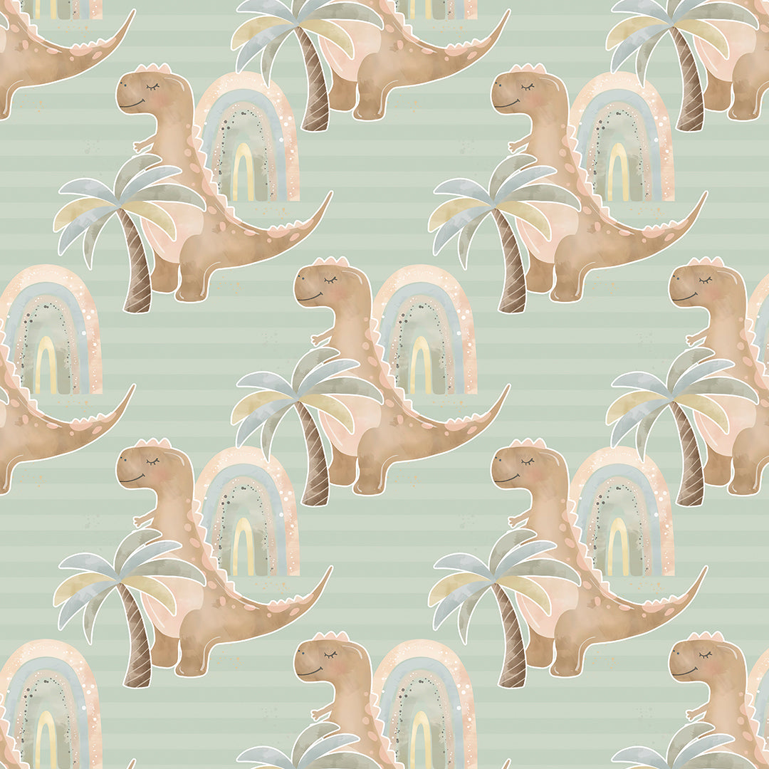 ✅ Dino Motiv ✅ Palmen & Regenbogen ✅ Sanfte Farben 🦕 Selbstklebende Tapete — by Pimp My Wall