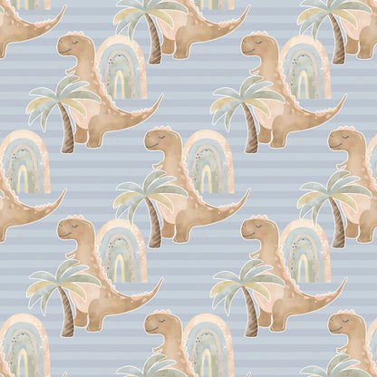 ✅ Dino Motiv ✅ Palmen & Regenbogen ✅ Sanfte Farben 🦕 Selbstklebende Tapete — by Pimp My Wall