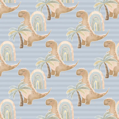 Tapete Kinderzimmer Dino Palme Blau