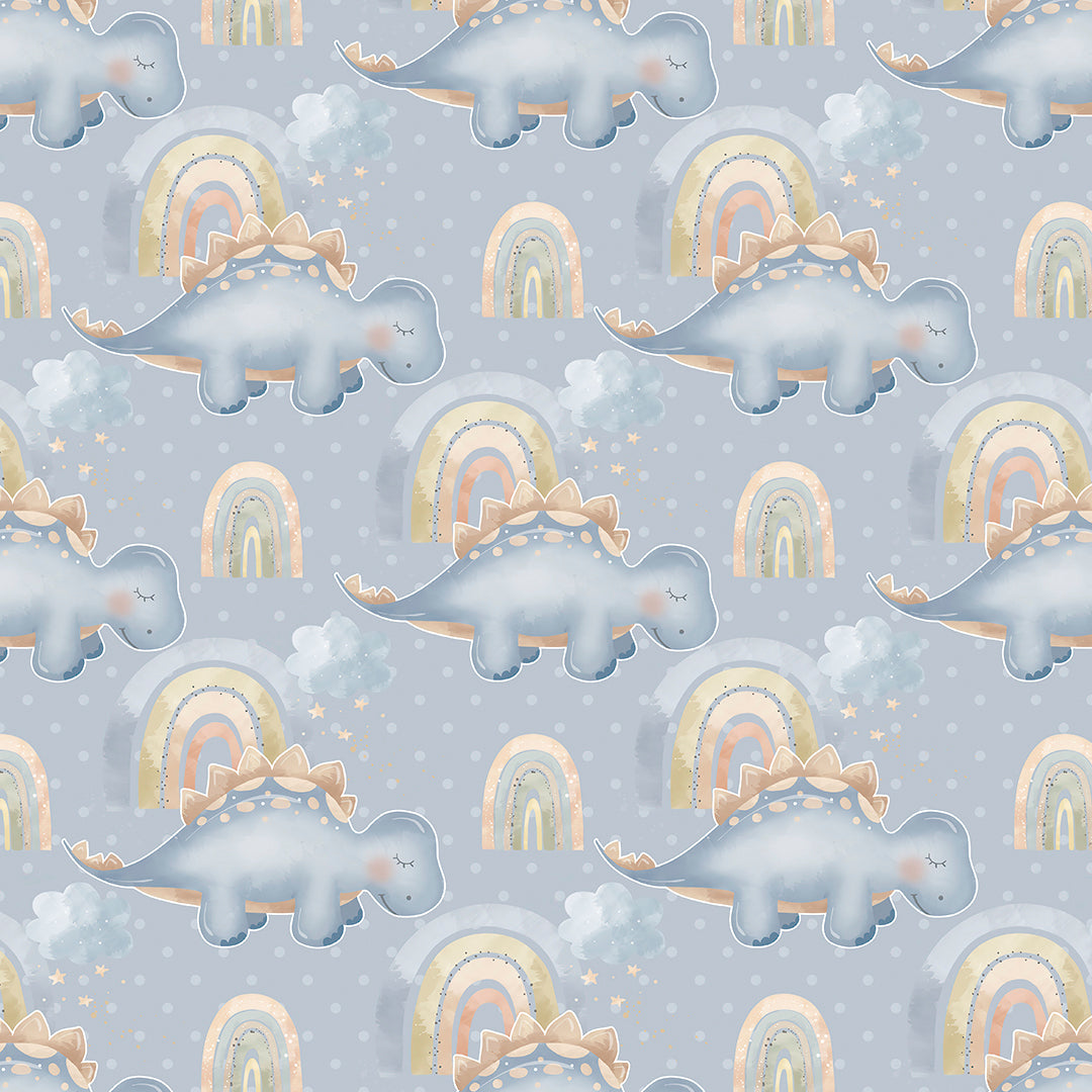✅ Dino Motiv ✅ Regenbogen & Wolken ✅ Sanfte Farben 🦕 Selbstklebende Tapete — by Pimp My Wall