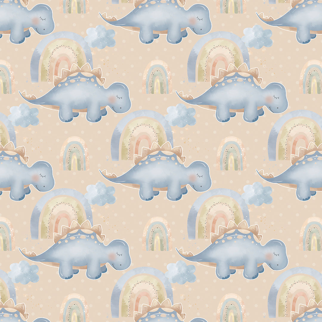 ✅ Dino Motiv ✅ Regenbogen & Wolken ✅ Sanfte Farben 🤎 Selbstklebende Tapete — by Pimp My Wall