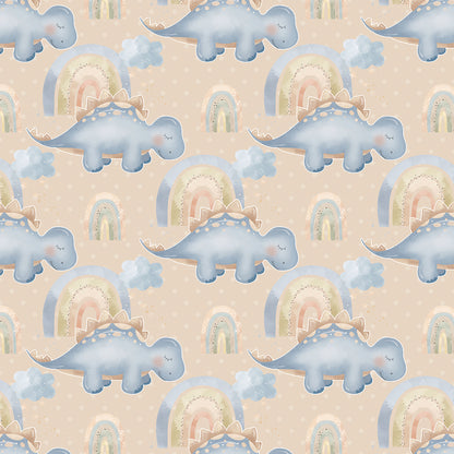 ✅ Dino Motiv ✅ Regenbogen & Wolken ✅ Sanfte Farben 🤎 Selbstklebende Tapete — by Pimp My Wall