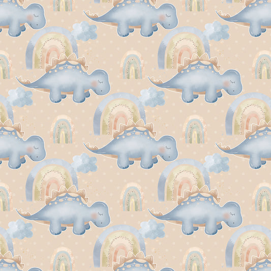 ✅ Dino Motiv ✅ Regenbogen & Wolken ✅ Sanfte Farben 🤎 Selbstklebende Tapete — by Pimp My Wall