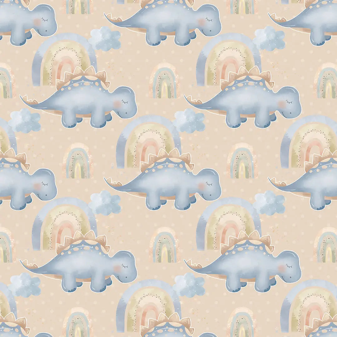 Tapete Kinderzimmer Dino Regenbogen Beige