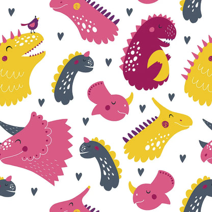 Tapete Kinderzimmer Dino Gesichter Bunt