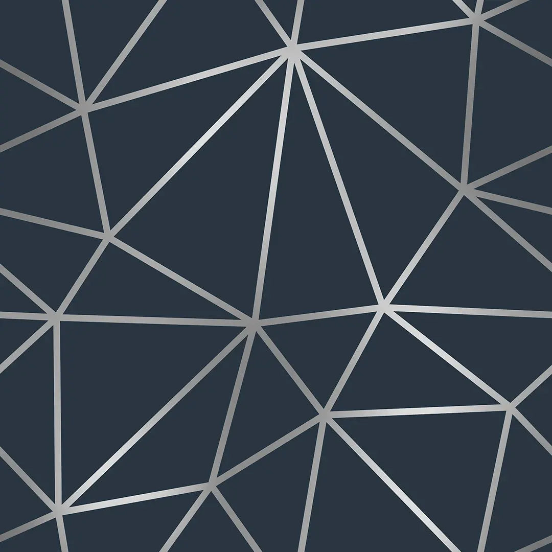 Zazz Midnight Silver – Geometric Wallpaper Dark Blue