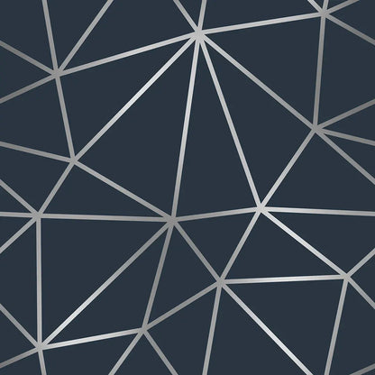 Zazz Midnight Silver – Geometric Wallpaper Dark Blue