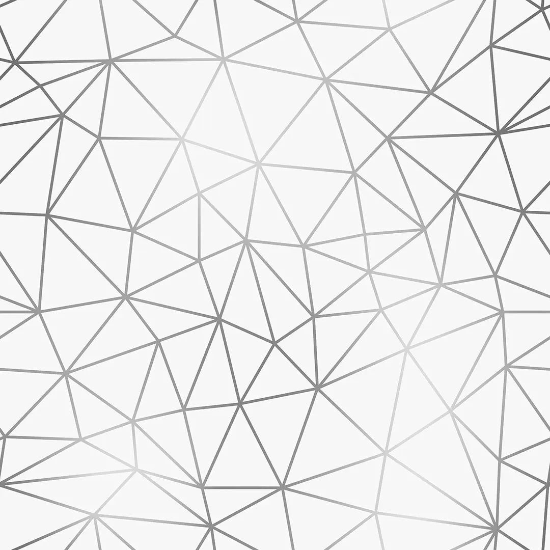 Zazz White Silver – Geometric Wallpaper Silver