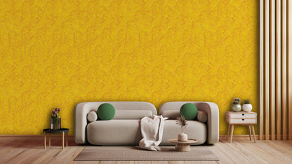 Gelbe Blatttapete  Strahlendes Design mit Struktur  Gute-Laune-Garantie – von Pimp My Wall