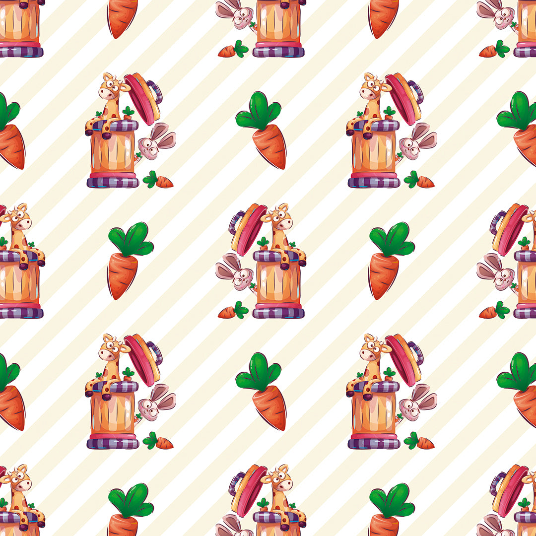 ✅ Niedliches Hasen- & Karottenmotiv ✅ Verspielt & bunt 🐰 Für Kinderzimmer & Spielräume 🥕 Selbstklebende Tapete — by Pimp My Wall