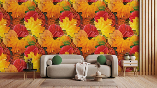 Herbstlaub-Tapete  Kräftige Herbstfarben  Design by Pimp My Wall