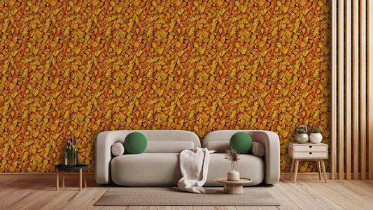Herbstliches Blättermeer  Warme Gold- & Orangetöne  Design by Pimp My Wall