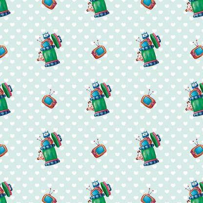 ✅ Verspieltes Retro-Muster ✅ Mintgrün mit Herzchen 💚 Ideal für Kinderzimmer & Spielbereiche 🧸 Selbstklebende Tapete — by Pimp My Wall