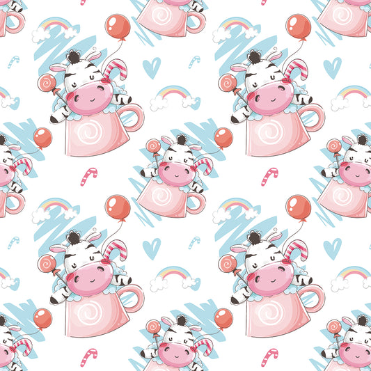 ✅ Süßes Kuh-Motiv✅ Luftballons, Regenbögen & Candy-Details 🌈 Perfekt für Baby- & Kinderzimmer ✨ Selbstklebende Tapete — by Pimp My Wall