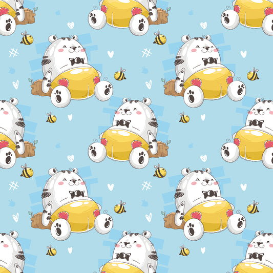 ✅ Niedlicher Bär mit Honigtopf ✅ Verspieltes Bienchen-Design 💙 Ideal für Baby- & Kinderzimmer ✨ Selbstklebende Tapete — by Pimp My Wall