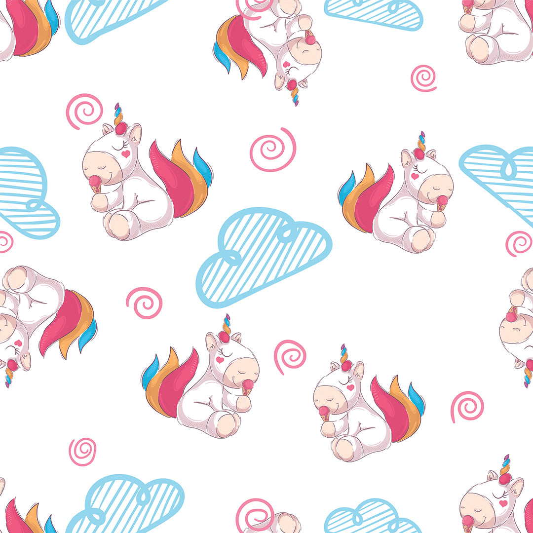 ✅ Süßes Einhorn-Design ✅ Verspieltes Motiv in Rosa und Regenbogenfarben 💖 Ideal für Baby- & Kinderzimmer ✨ Selbstklebende Tapete — by Pimp My Wall
