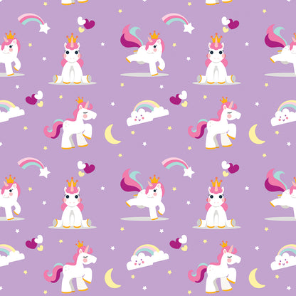 ✅ Fröhliches Einhorn-Design ✅ Zarte Fliederfarben und Regenbögen ✨ Ideal für Baby- & Kinderzimmer 💜 Selbstklebende Tapete — by Pimp My Wall