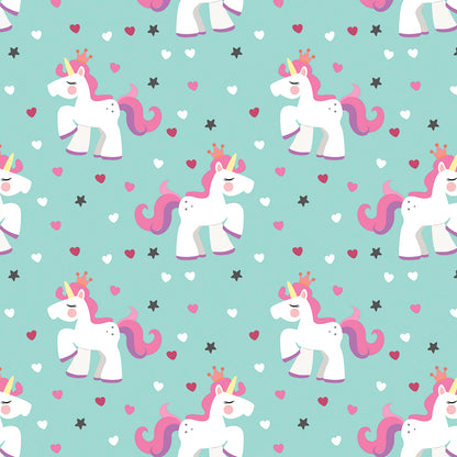 ✅ Verspieltes Einhorn-Design ✅ Zarter Mintton mit Herzen und Sternen ✨ Ideal für Baby- & Kinderzimmer 💚 Selbstklebende Tapete — by Pimp My Wall