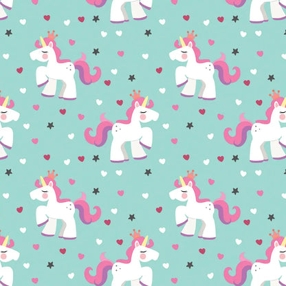 Unicorn Parade Mint Children's Room Wallpaper