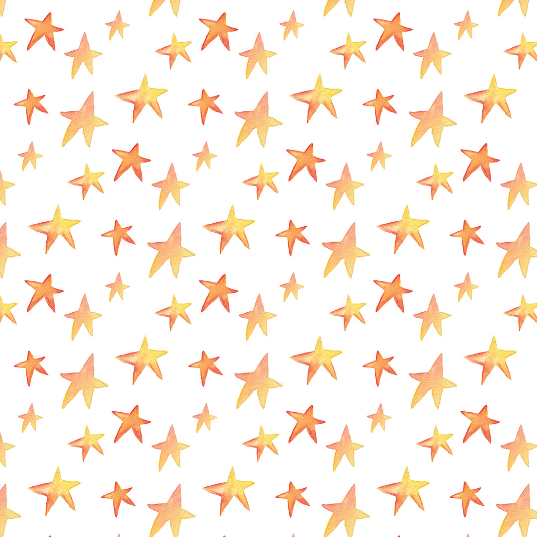 ✅ Aquarell-Sterne in warmen Farben ✅ Verspieltes & gemütliches Design ✨ Ideal für Baby- & Kinderzimmer 🧡 Selbstklebende Tapete — by Pimp My Wall