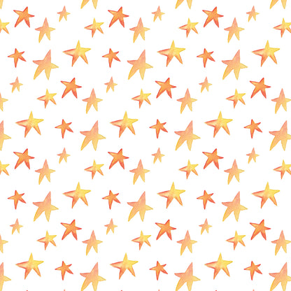 ✅ Aquarell-Sterne in warmen Farben ✅ Verspieltes & gemütliches Design ✨ Ideal für Baby- & Kinderzimmer 🧡 Selbstklebende Tapete — by Pimp My Wall