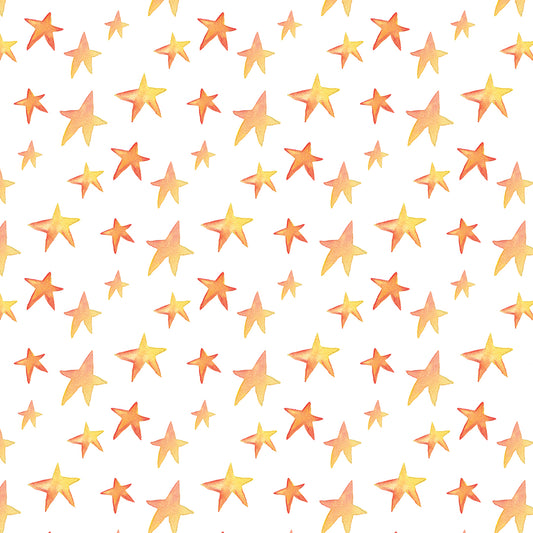 ✅ Aquarell-Sterne in warmen Farben ✅ Verspieltes & gemütliches Design ✨ Ideal für Baby- & Kinderzimmer 🧡 Selbstklebende Tapete — by Pimp My Wall