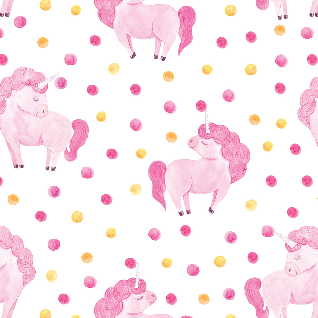 ✅ Verspieltes Einhorn-Design ✅ Aquarell-Optik in Rosa & Gelb ✨ Ideal für Baby- & Kinderzimmer 🦄 Selbstklebende Tapete — by Pimp My Wall