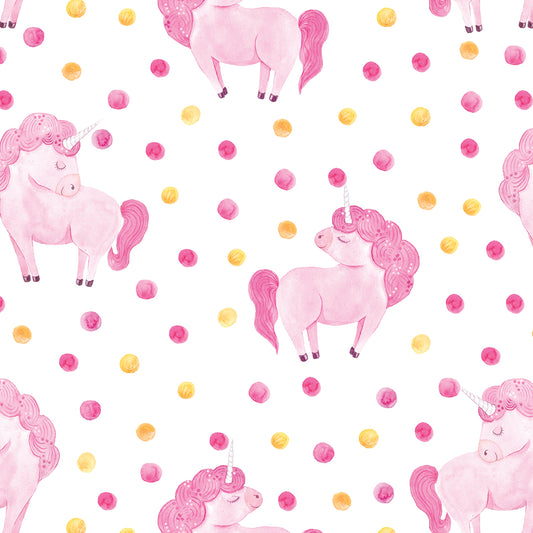 ✅ Verspieltes Einhorn-Design ✅ Aquarell-Optik in Rosa & Gelb ✨ Ideal für Baby- & Kinderzimmer 🦄 Selbstklebende Tapete — by Pimp My Wall