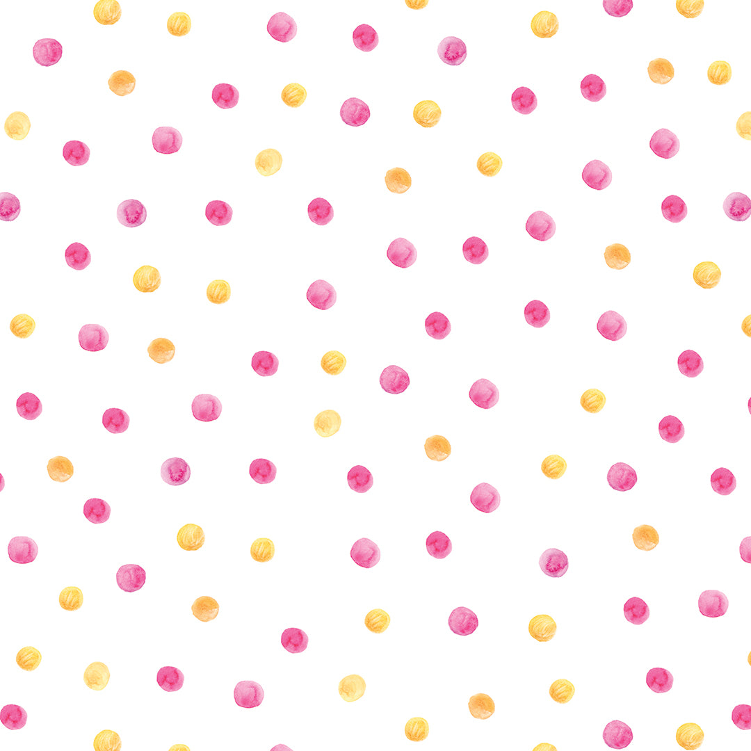 ✅ Verspieltes Punkt-Design ✅ Aquarell-Optik in Rosa & Gelb ✨ Ideal für Baby- & Kinderzimmer 🌼 Selbstklebende Tapete — by Pimp My Wall