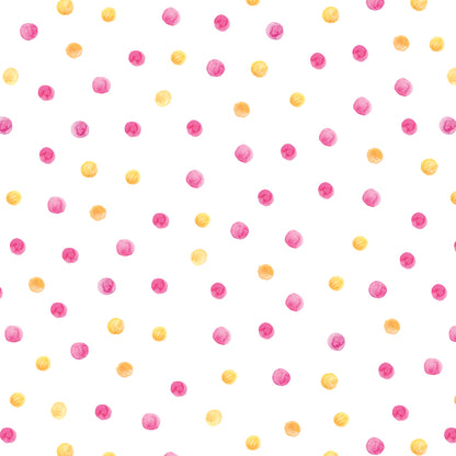✅ Verspieltes Punkt-Design ✅ Aquarell-Optik in Rosa & Gelb ✨ Ideal für Baby- & Kinderzimmer 🌼 Selbstklebende Tapete — by Pimp My Wall