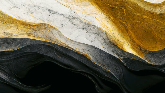 Black & Gold Waves Marble