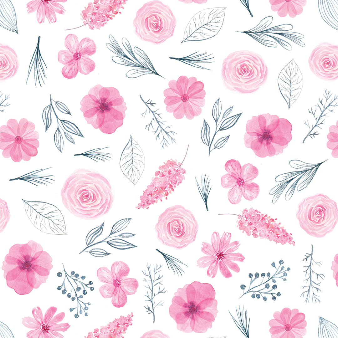 ✅ Florales Design mit Aquarellblumen ✅ Rosa & Grau für eine elegante Optik ✨ Ideal für Wohnräume & Kinderzimmer 🌿 Selbstklebende Tapete — by Pimp My Wall