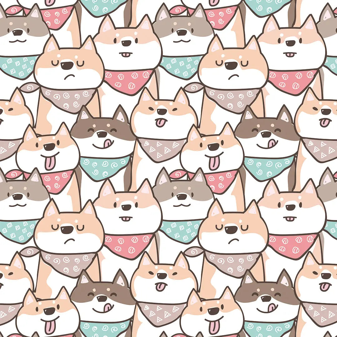 Tapete Kinderzimmer Shiba Hunde Bunt