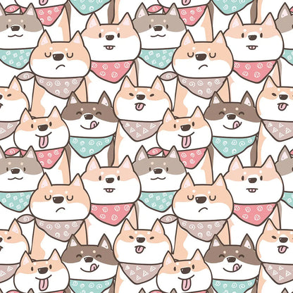 Tapete Kinderzimmer Shiba Hunde Bunt