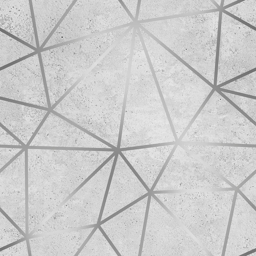 Zazz Silver Concrete Raw – Geometric Wallpaper Concrete & Silver