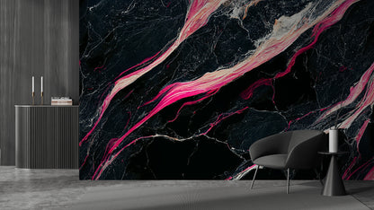 Black Magenta Flow Marbel