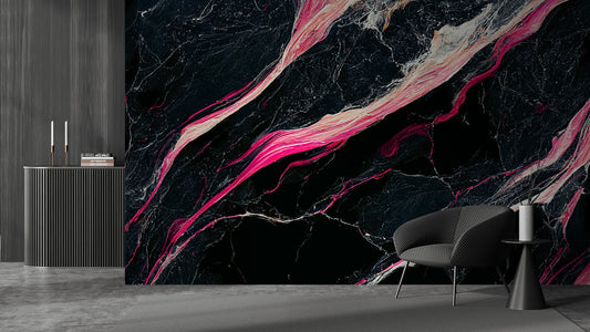 Black Magenta Flow Marbel